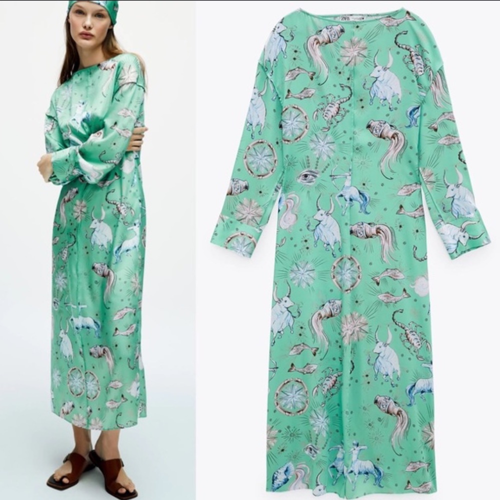 Zara Limited Edition Zodiak Long Sleeve Dress